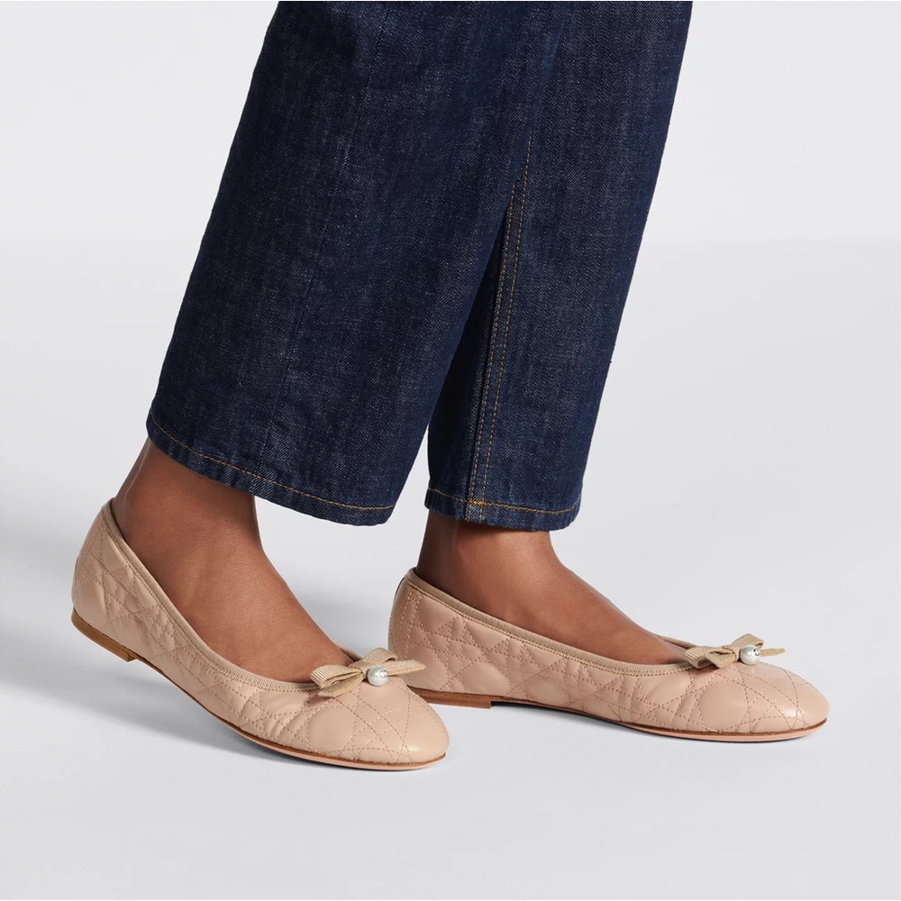 DIOR Ballet Flat Nude Quilted Cannage Calfskin